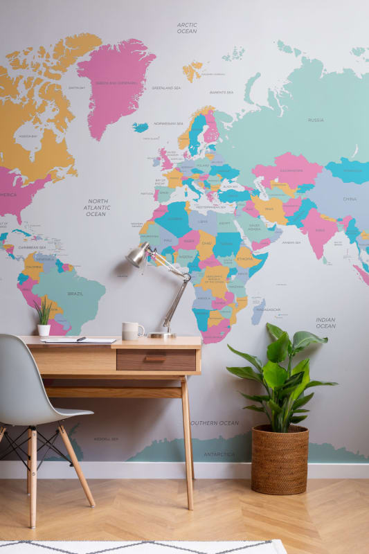Hovia CM0009MU01W Navigator Pink - mural w mapę świata