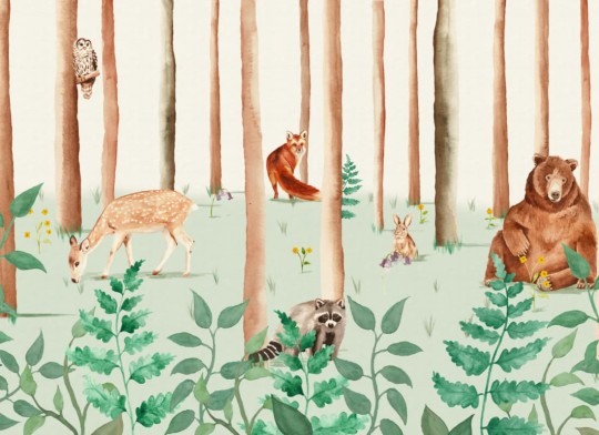 Hovia CH0084NE03W Fauna - mural dla dzieci w leśne zwierzęta