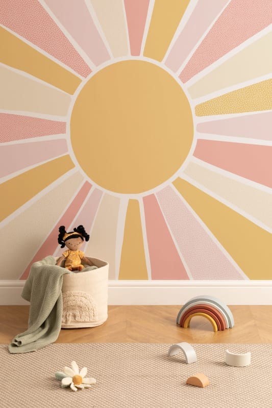 Hovia CH0236YE04W Sunshine Pink - mural dla dzieci w duże słońce