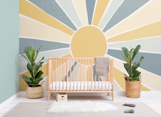 Hovia CH0237YE04W Sunshine Blue - mural dla dzieci w duże słońce
