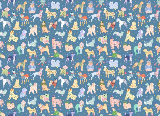 Hovia AN5343BU07W Pawty Blue - mural w psy