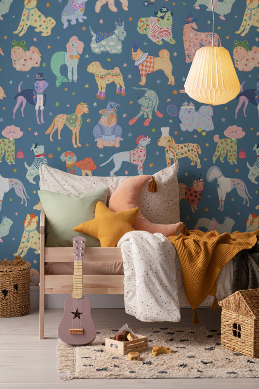 Hovia AN5343BU07W Pawty Blue - mural w psy