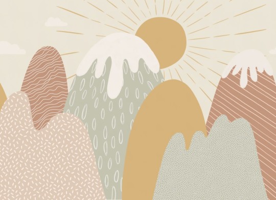 Hovia CH0238PA04W Snow Top - mural dla dzieci w góry i słońce