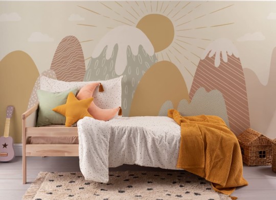 Hovia CH0238PA04W Snow Top - mural dla dzieci w góry i słońce