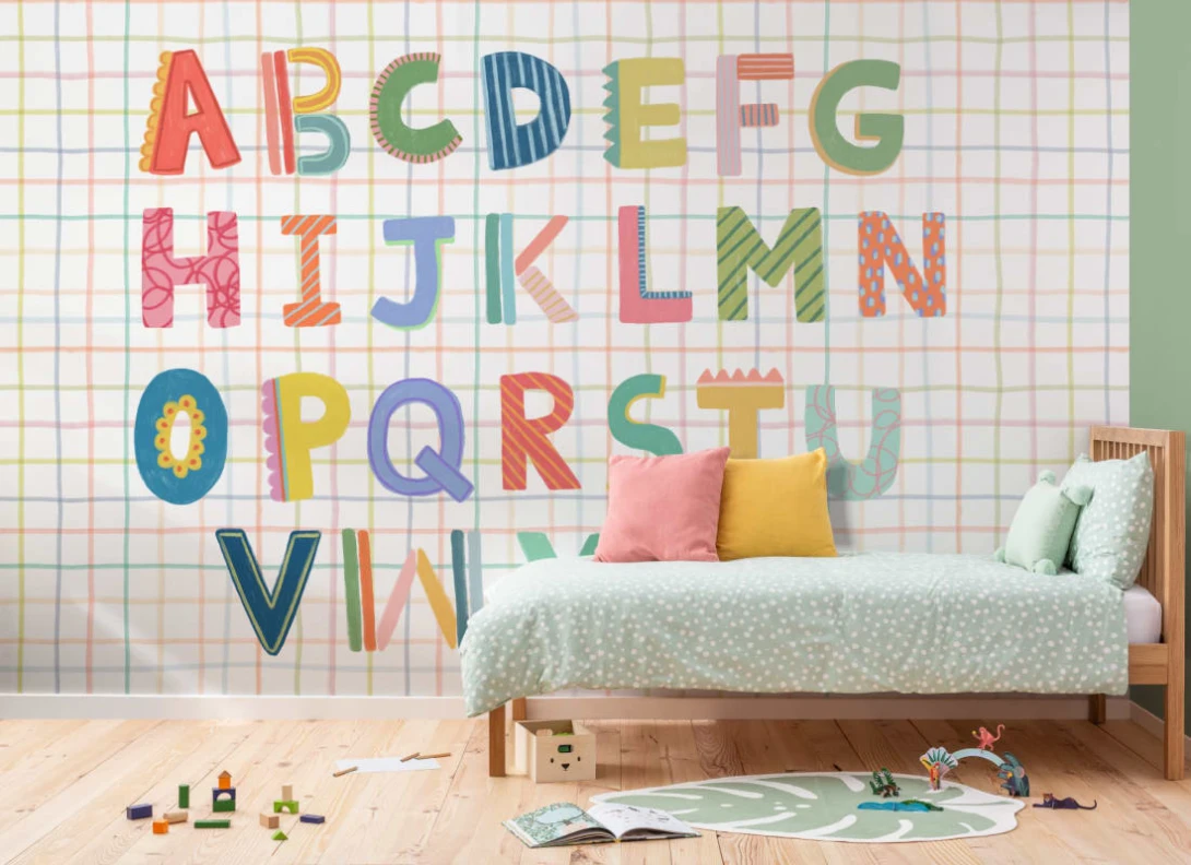 Hovia CH0222MU07W Alphabet Grid - mural dla dzieci w alfabet i kratkę