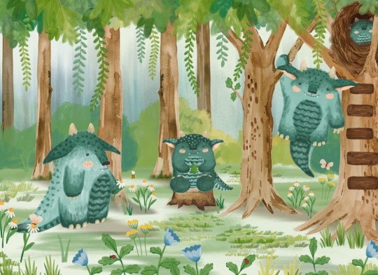 Hovia CH0104MU07W Fuzzlehogs - mural dla dzieci w bajkowe postacie i las