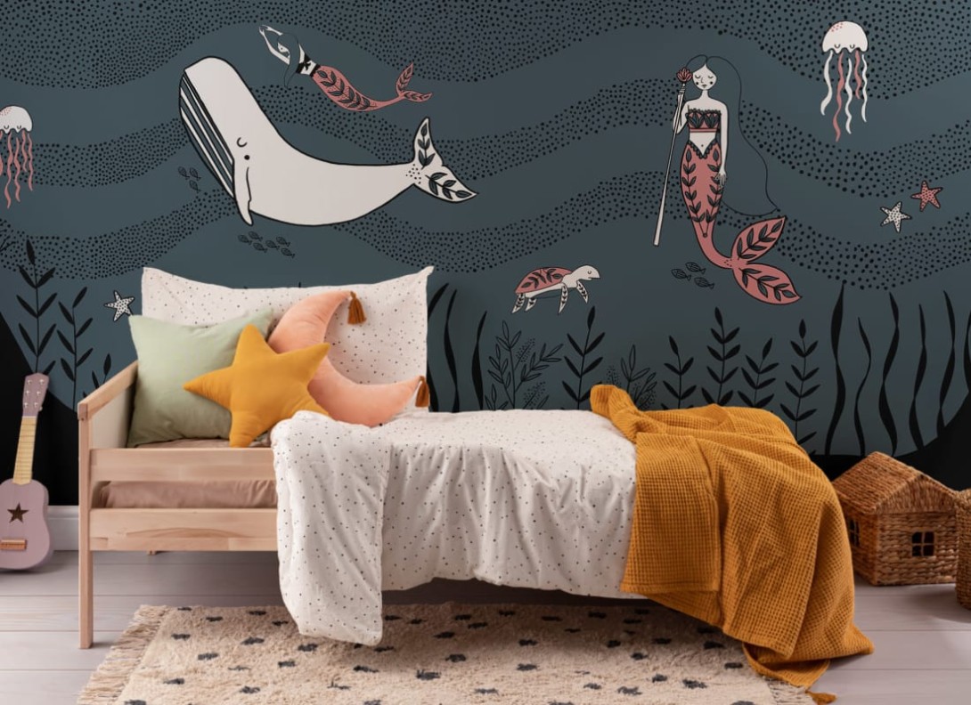 Hovia CH0070BU02W Goddess - mural dla dzieci w syreny i wieloryby
