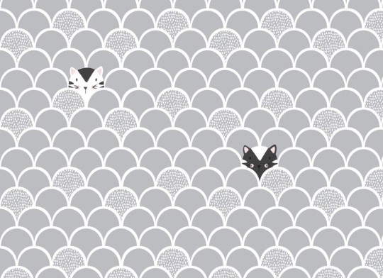 Hovia CH0029GE02W Kitty - mural dla dzieci w geometryczny wzór i koty