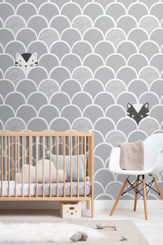 Hovia CH0029GE02W Kitty - mural dla dzieci w geometryczny wzór i koty