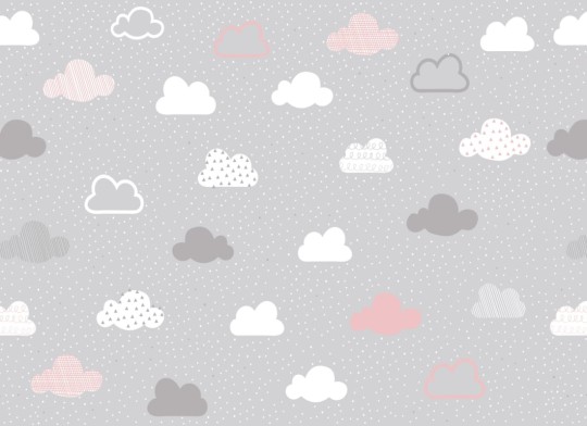 Hovia NS5010PA02W Fluffy - mural dla dzieci w chmury i kropki