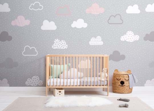 Hovia NS5010PA02W Fluffy - mural dla dzieci w chmury i kropki
