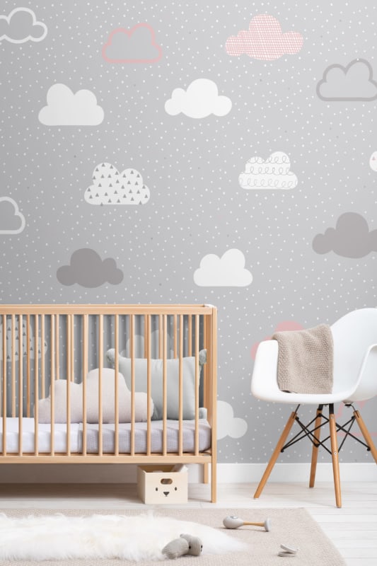 Hovia NS5010PA02W Fluffy - mural dla dzieci w chmury i kropki