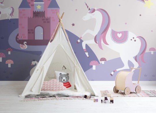 Hovia CH0049MU30W Rescue - mural dla dzieci w jednorożce i zamek