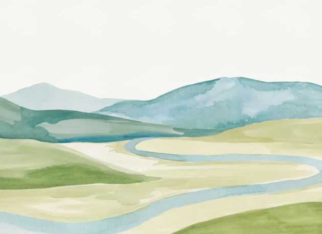 Hovia LA0347GR07W Valley Teal - mural w krajobraz naturalny