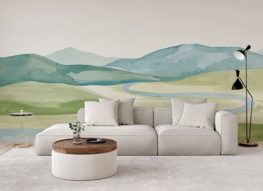 Hovia LA0347GR07W Valley Teal - mural w krajobraz naturalny