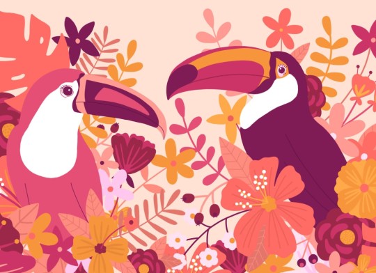 Hovia AN0039PI03W Choco - mural w kolorowe tukany