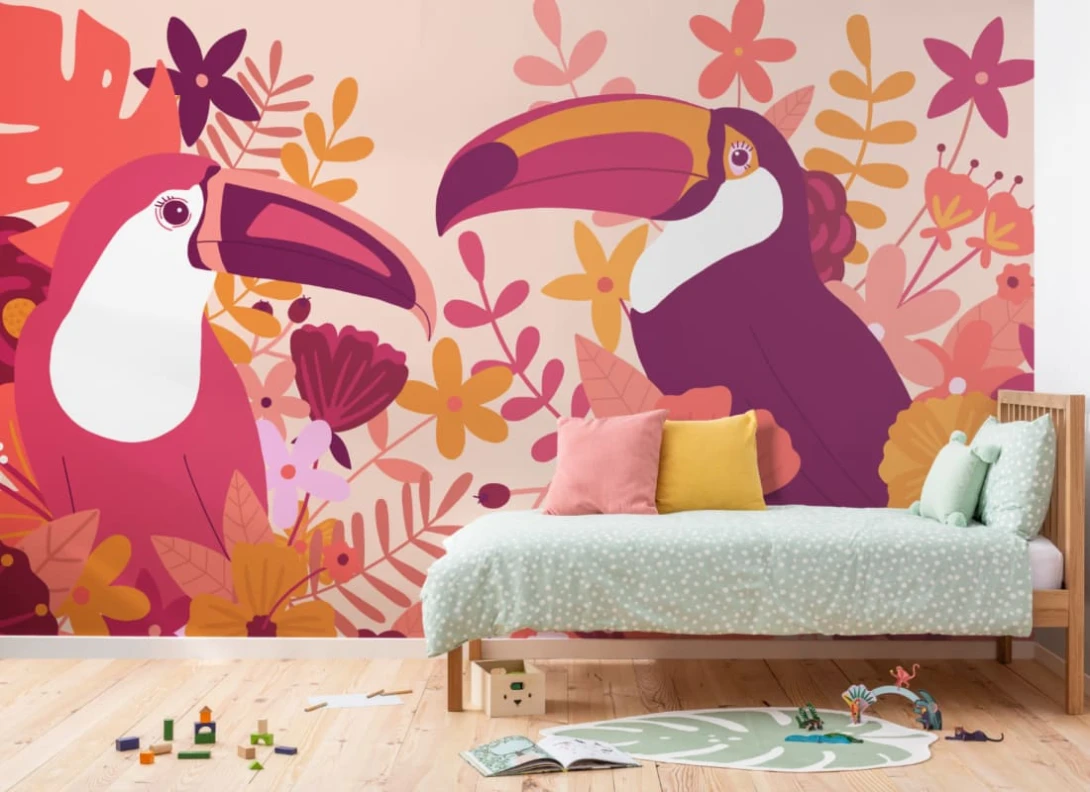 Hovia AN0039PI03W Choco - mural w kolorowe tukany