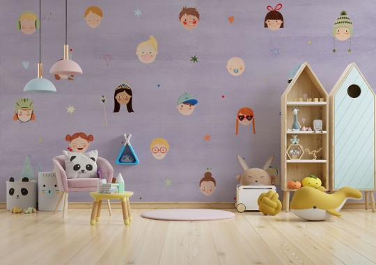 Wallpepper AC-07 B 2025 Che facce! - mural w dziecięce twarze