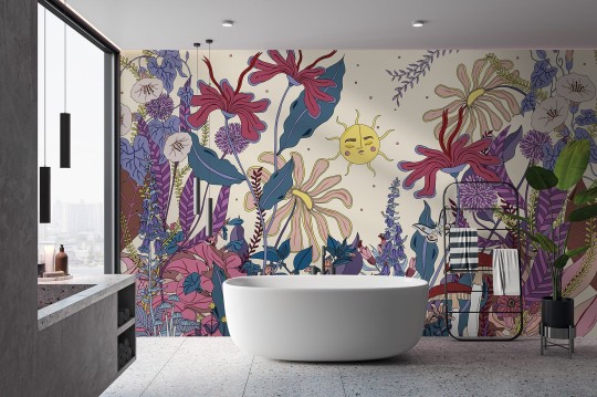 Wallpepper IG-02 A 2025 Giardino stregato - mural w roślinny wzór i księżyc