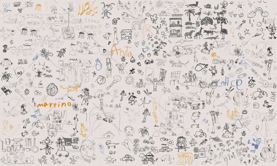 Wallpepper CC-16 A 2025 Sketches - mural w ilustracje z brudnopisu