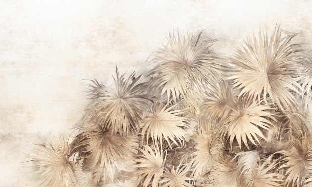 Dekorami Desiree 1 - mural w liście palm na betonowym tle