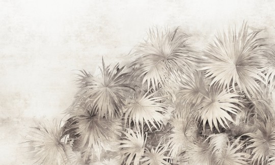 Dekorami Desiree 2 - mural w liście palm na betonowym tle