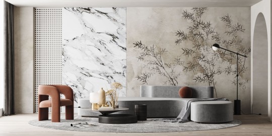 Dekorami Echo 3 - mural w gałęzie na betonowym tle