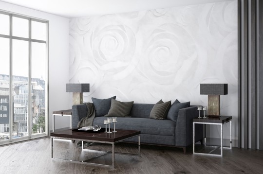 Dekorami Gesso 3 - mural w kwiaty z gruntu malarskiego