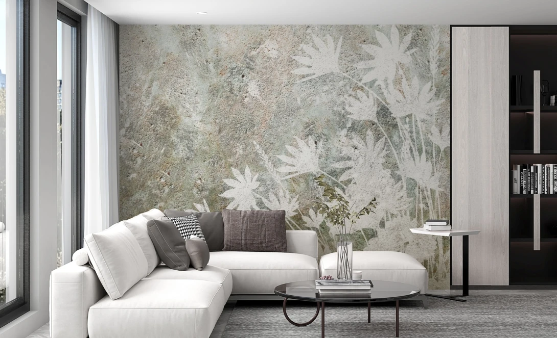 Dekorami Patine 4 - mural w roślinny wzór z efektem patyny