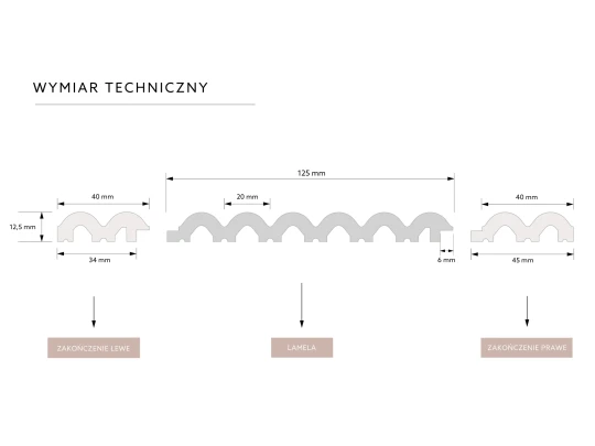 Zakończenie Lamelli Sereno L0401L lewe białe