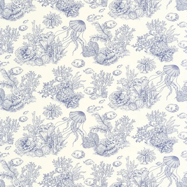 Casadeco 201476446 Seaside Cote Sauvage Bleu Outremer – tapeta podmorska z rybami