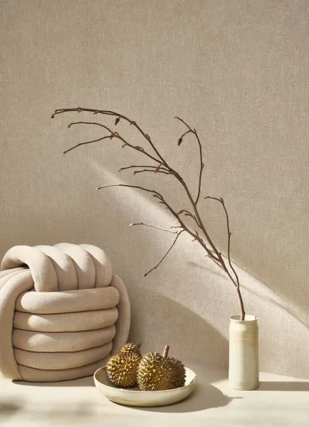 Casadeco 201171505 Seaside Caractère Taupe – tapeta imitująca płótno lniane