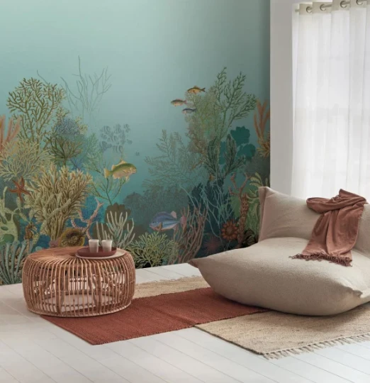 Casadeco 201546307 Seaside Aquarium S Bleu Abysse – mural podmorski