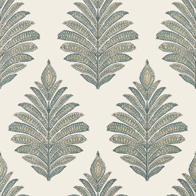 Anna French AT78723 Palampore Palampore Leaf Robin's Egg and Beige - tapeta w stylizowane liście