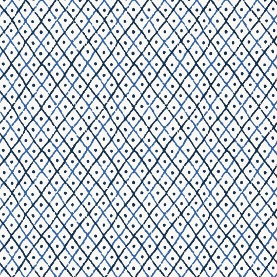 Anna French AT78750 Palampore Mini Trellis Blue - tapeta geometryczna we wzór kratownicy