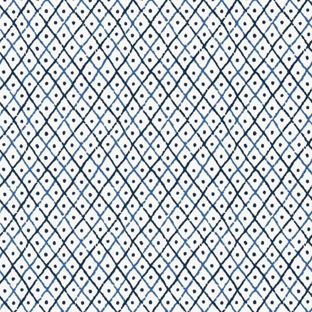 Anna French AT78750 Palampore Mini Trellis Blue - tapeta geometryczna we wzór kratownicy