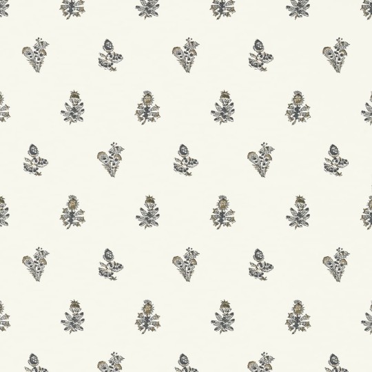 Anna French AT78759 Palampore Jouy Black on Cream - tapeta w kwiaty i owady