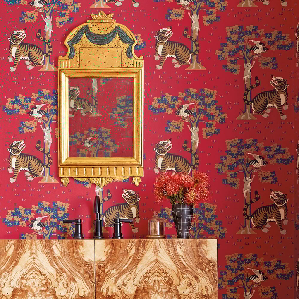 Anna French AT78778 Palampore Kahna Black - tapeta w tygrysy