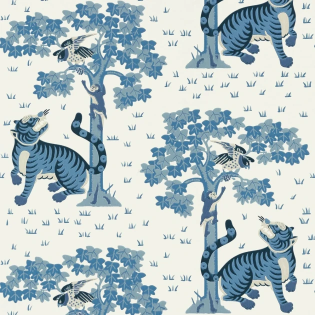Anna French AT78780 Palampore Kahna Blue - tapeta w tygrysy