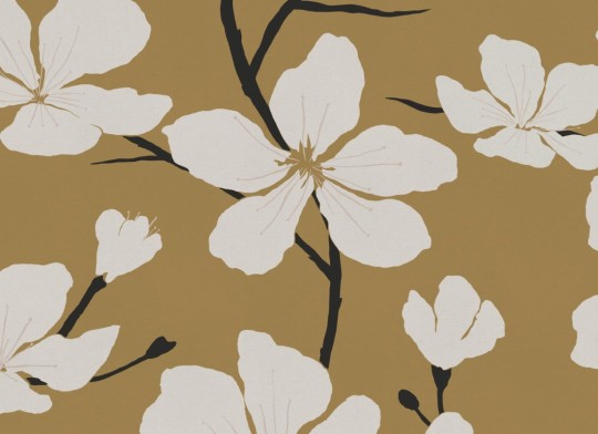 Hovia FL0121YE04R Regina Ochre - tapeta w kwiaty wiśni