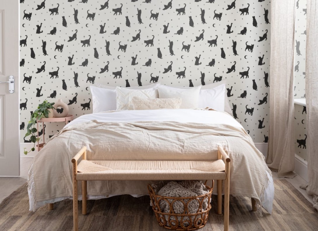 Hovia AN5028WH03W Salem - mural w koty i gwiazdy