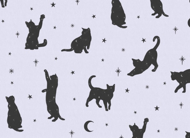 Hovia AN5029PU03W Salem Lilac - mural w koty i gwiazdy