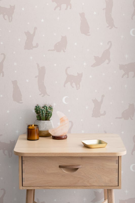 Hovia AN5521PI03W Salem Pink - mural w koty i gwiazdy