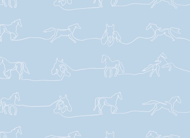 Hovia AN5026BU05W Canter Blue - mural w minimalistyczne konie