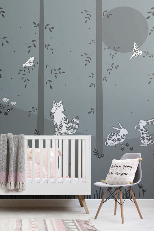 Hovia CH0073GR02W Greenwood - mural dla dzieci w motyw lasu