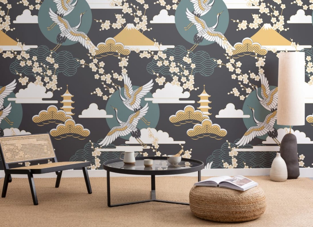 Hovia BI0011DA01W Wings Dark - mural w orientalny wzór