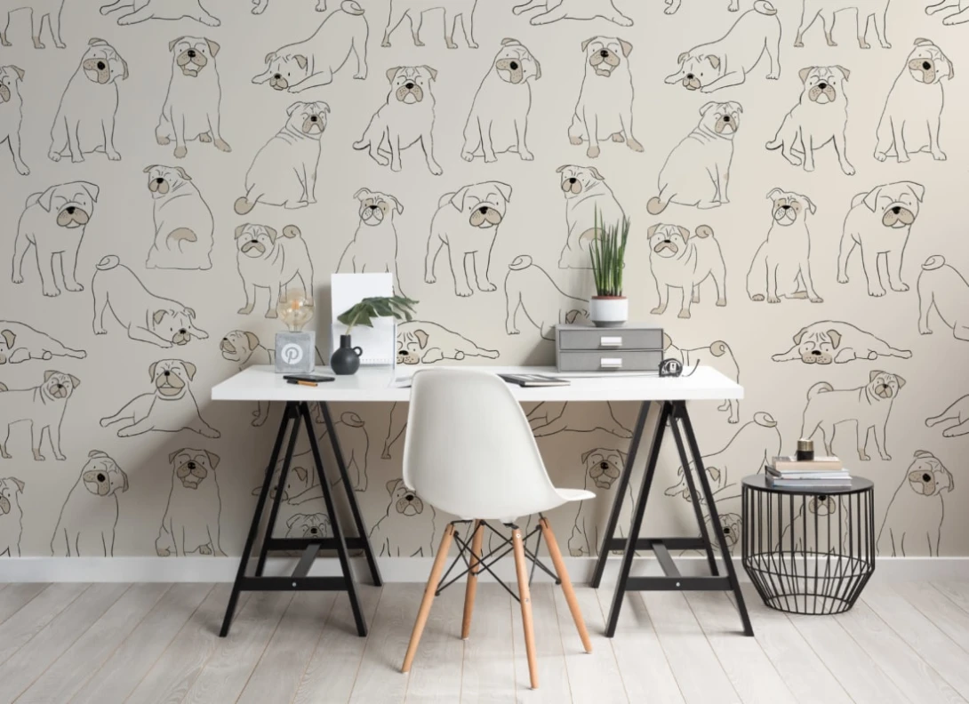 Hovia DO5001NE02W Woof - mural w mopsy