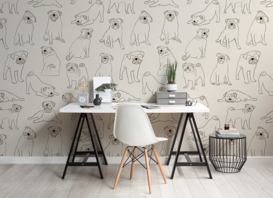 Hovia DO5001NE02W Woof - mural w mopsy