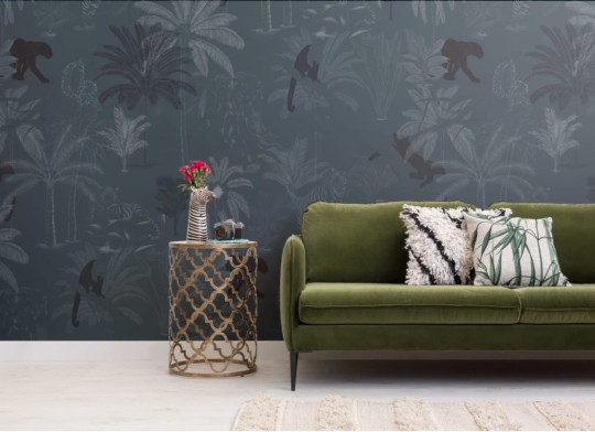 Hovia AN5030BU04W Bagheera Navy - mural w egzotyczne zwierzęta w dżungli