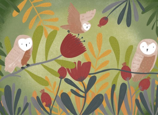 Hovia AN0041MU05W Hooting - mural dla dzieci w sowy